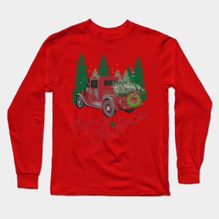 Christmas Red Truck Vintage Merry Christmas Gifts Long Sleeve T-Shirt